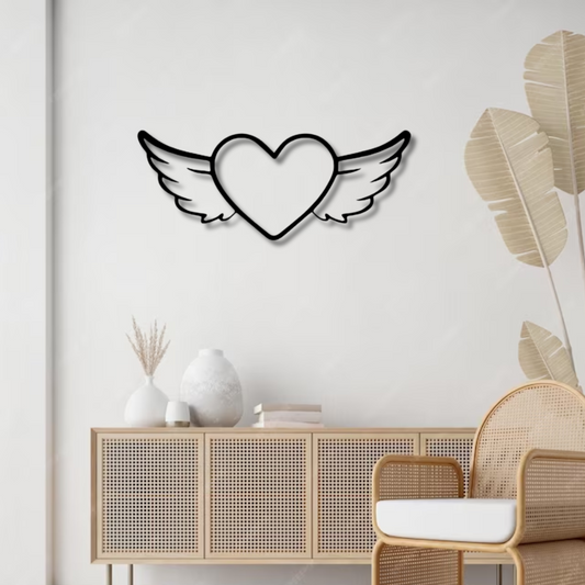 Winged Heart Metal Wall Art
