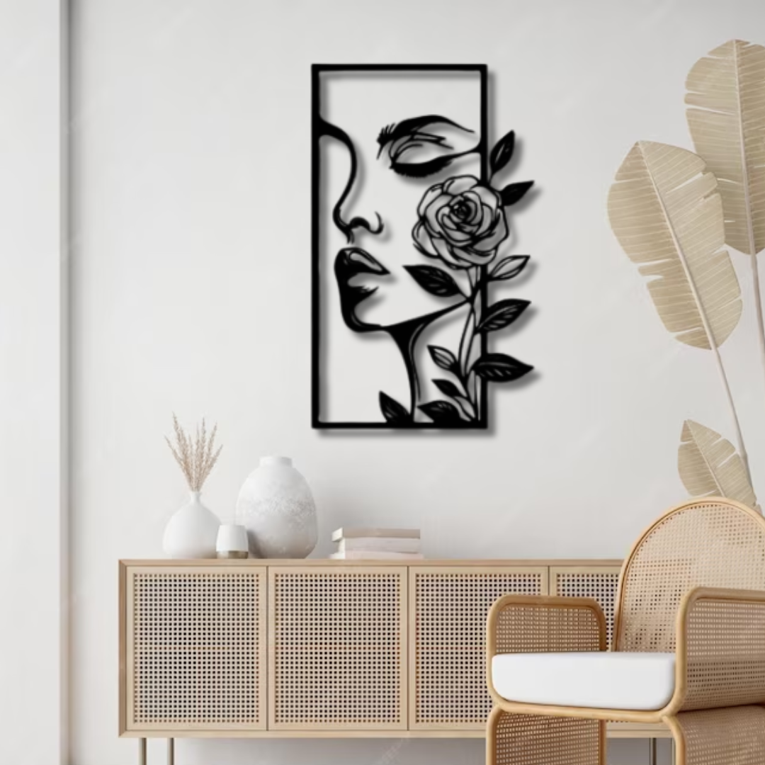 وجه المرأة والوردة